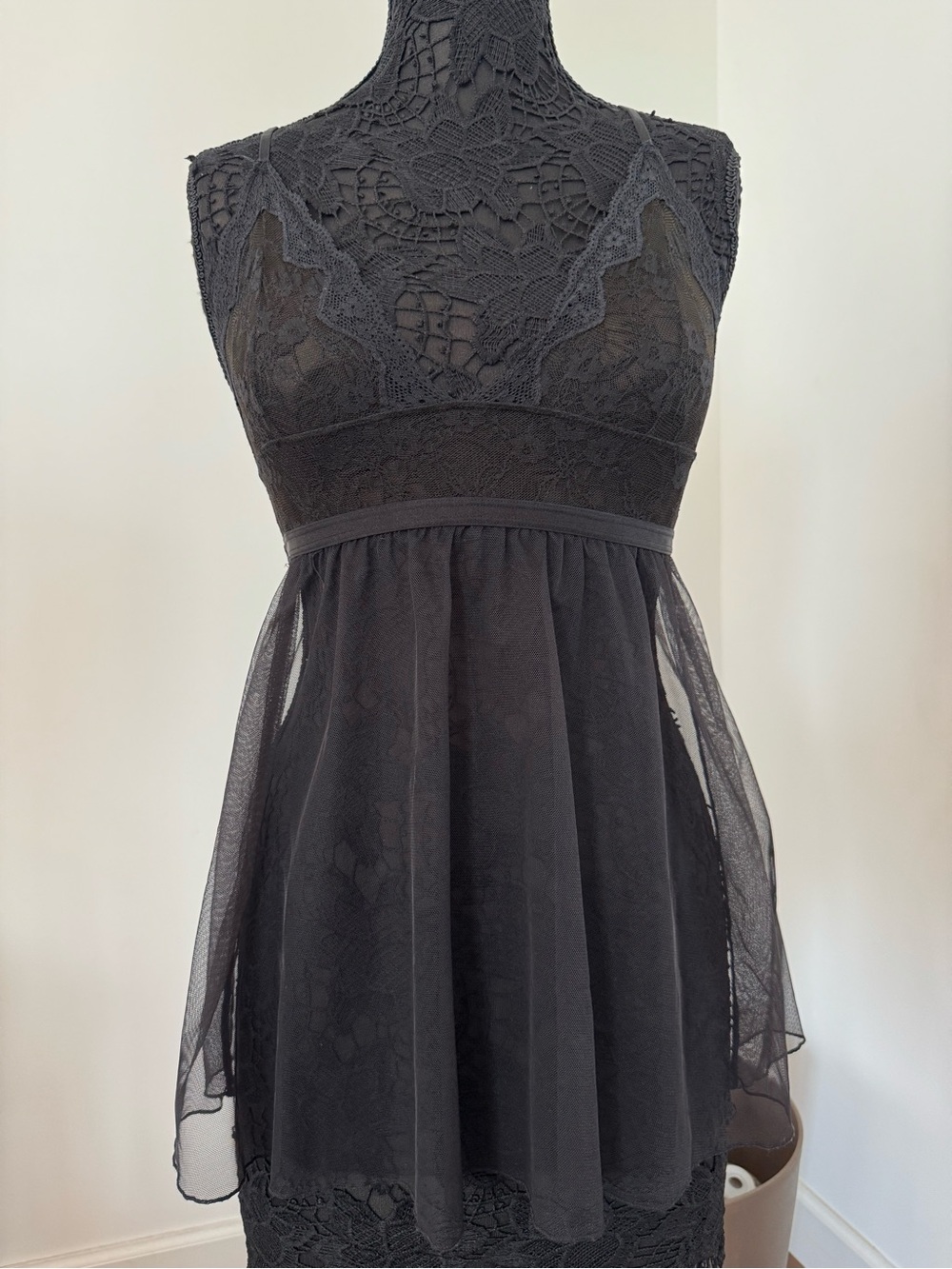H&M Black Lace & Sheer Mini Dress